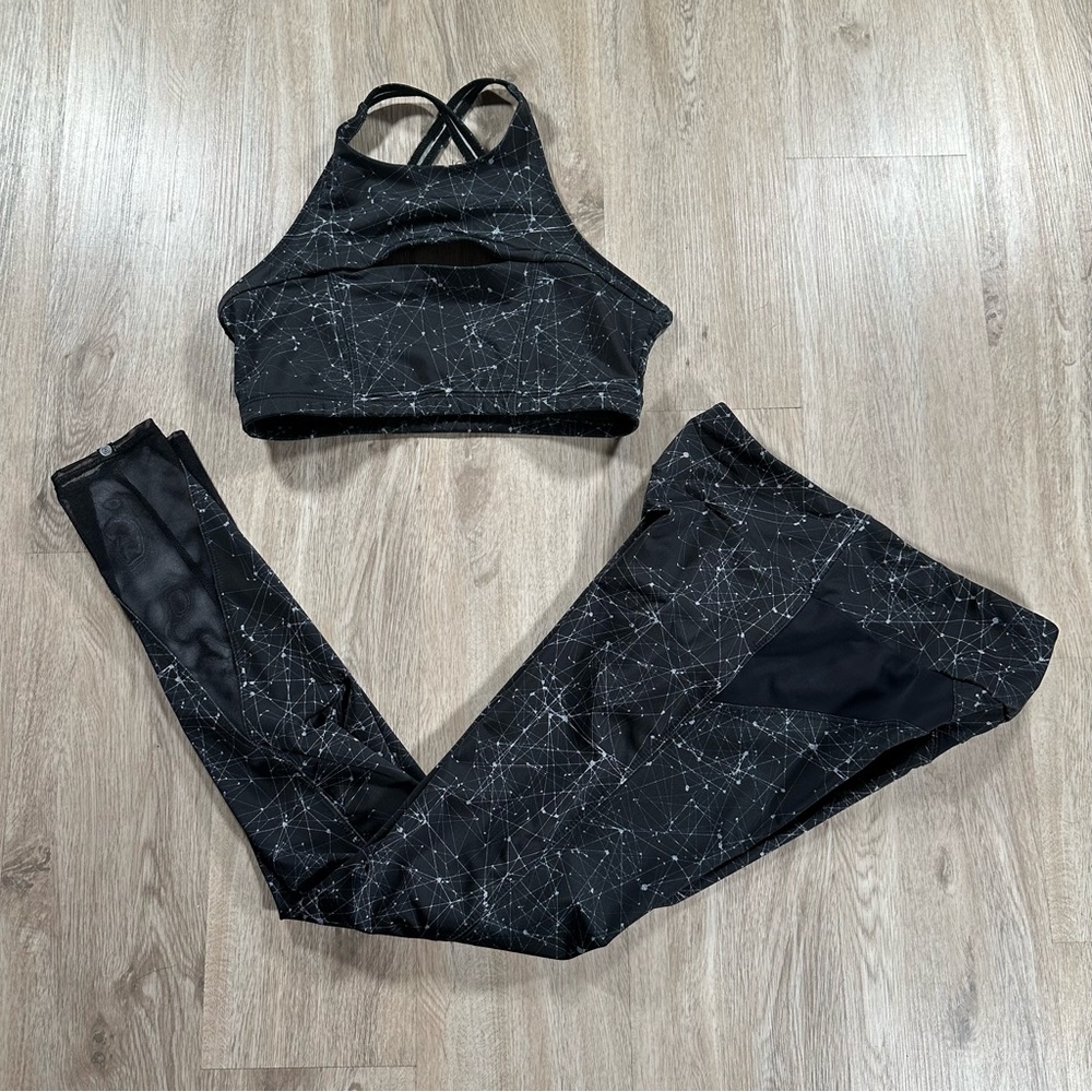Onzie Set, Medium/Large Sports Bra, Small/Medium Leggings, Black Space